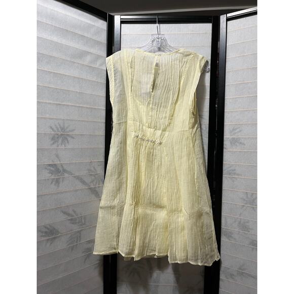Socialite Babydoll Mini Dress XL Yellow Crinkle Gauze Tiered Hem NWT Women’s - Picture 7 of 9